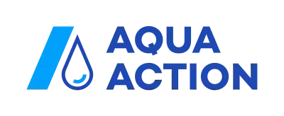 Logo d'AquaAction en couleur : L'eau, c'est la vie. La mission d'AquaAction est de restaurer la santé de l'eau douce en Amérique du Nord.